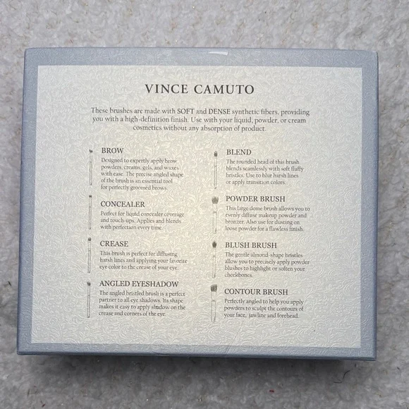 Vince Camuto Luxury beauty collection 8 pcs Brush set and 1 cosmetic bag - Picture 5 of 5